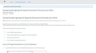 Having trouble signing into Skype for Business? (Formerly Lync 2013)