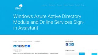 Windows Azure Active Directory Module and Online Services Sign-in ...
