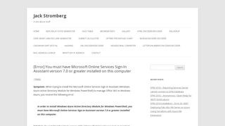 [Error] You must have Microsoft Online Services Sign-In Assistant ...