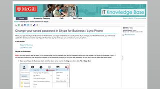 Change your saved password in Skype for Business / Lync Phone