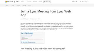 Join a Lync Meeting from Lync Web App - Lync - Office Support