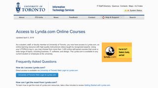 Access to Lynda.com Online Courses | ITS | University of Toronto