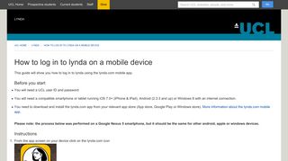 How to log in to lynda on a mobile device - UCL