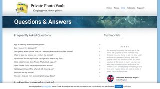 FAQ - Private Photo Vault