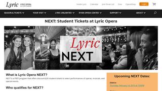 Lyric Opera - NEXT: Student Tickets at Lyric Opera