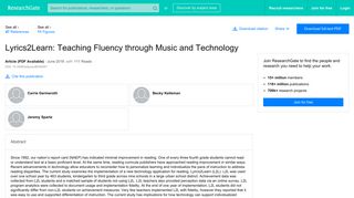 (PDF) Lyrics2Learn: Teaching Fluency through Music and Technology
