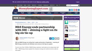 M&S Energy ends partnership with SSE – shining a light on its big six ...