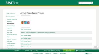 Annual Reports and Proxies | M&T Bank Corporation - Investor Relations
