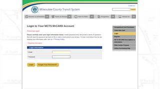 Milwaukee County Transit System - Login to Your MCTS M•CARD ...