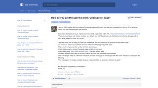 How do you get through the blank 'Checkpoint' page? | Facebook Help ...