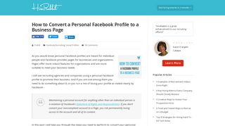 How to Convert a Personal Facebook Profile to a Business Page