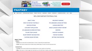 NFL.com Fantasy Football FAQ