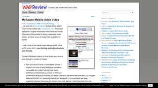 MySpace Mobile Adds Video | Wap Review