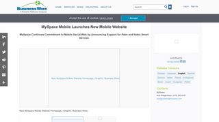 MySpace Mobile Launches New Mobile Website | Business Wire