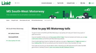 How to pay M5 tolls - Linkt