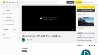 Newsflare - M5 motorway. UK idiot driver crashes...