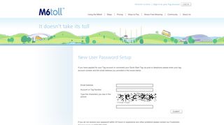 M6toll - Stress Free Motoring - New User Password Setup