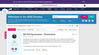 M6 Toll Tag Account - Termination - MoneySavingExpert.com Forums