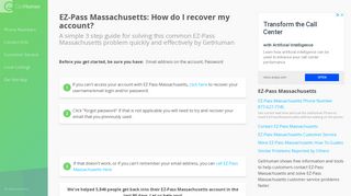 EZ-Pass Massachusetts: How do I recover my account? | How-To Guide ...