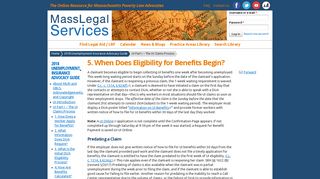 5. When Does Eligibility for Benefits Begin? | Mass Legal Services
