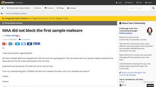 MAA did not block the first sample malware | Symantec Connect ...