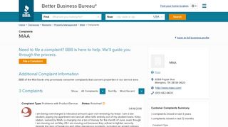 MAA | Complaints | Better Business Bureau® Profile