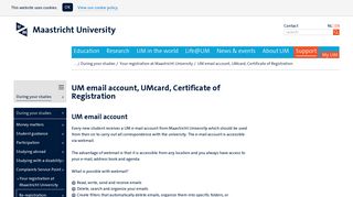 UM email account, UMcard, Certificate of Registration - Maastricht ...