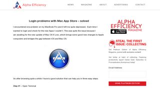 Login problems with Mac App Store - solved - Alpha Efficiency