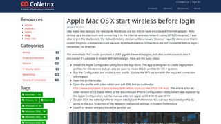 Apple Mac OS X start wireless before login | CoNetrix