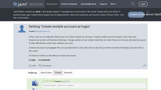 Setting 'Create mobile account at login' | Discussion | Jamf Nation