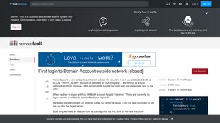 active directory - First login to Domain Account outside network ...