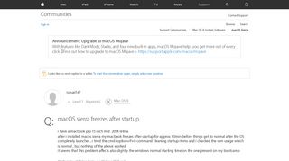 macOS sierra freezes after startup - Apple Community - Apple ...