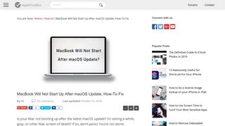 MacBook Will Not Start After macOS Sierra Update ... - AppleToolBox