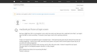 macbook pro frozen at login screen - Apple Community