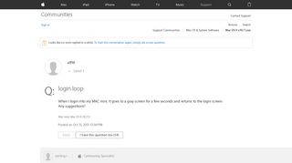 login loop - Apple Community - Apple Discussions