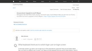 What keyboard shortcuts to switch login u… - Apple Community