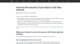 Improve the security of your Back to My Mac network - Apple Support