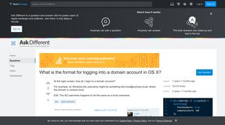 lion - What is the format for logging into a domain account in OS ...