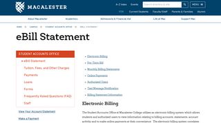 eBill Statement - Student Accounts Office - Macalester College