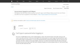 Can't type in password when logging in - Apple Community