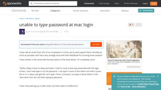 unable to type password at mac login - Spiceworks Community