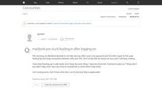 macbook pro stuck loading in after loggin… - Apple Community