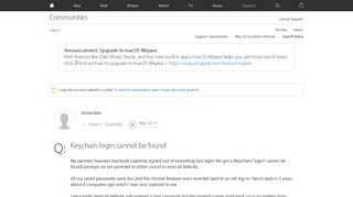 Keychain login cannot be found - Apple Community - Apple Discussions