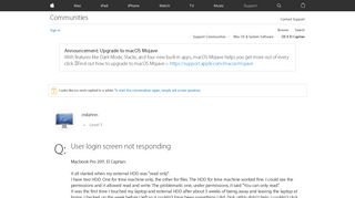 User login screen not responding - Apple Community - Apple Discussions