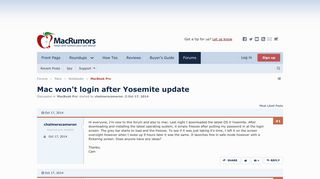 Mac won't login after Yosemite update | MacRumors Forums