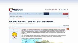 MacBook Pro won't progress past login screen | MacRumors Forums