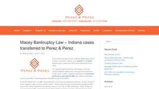 Macey Bankruptcy Law | Indiana cases transferred to Perez & Perez ...