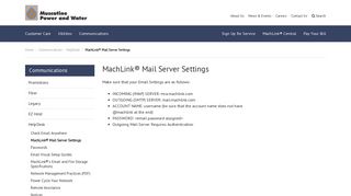 MachLink® Mail Server Settings - Muscatine Power & Water