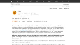 Do not install MacKeeper - Apple Community - Apple Discussions