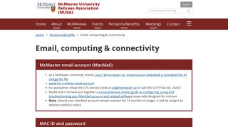 McMaster University Retirees Association (MURA) - Email, computing ...